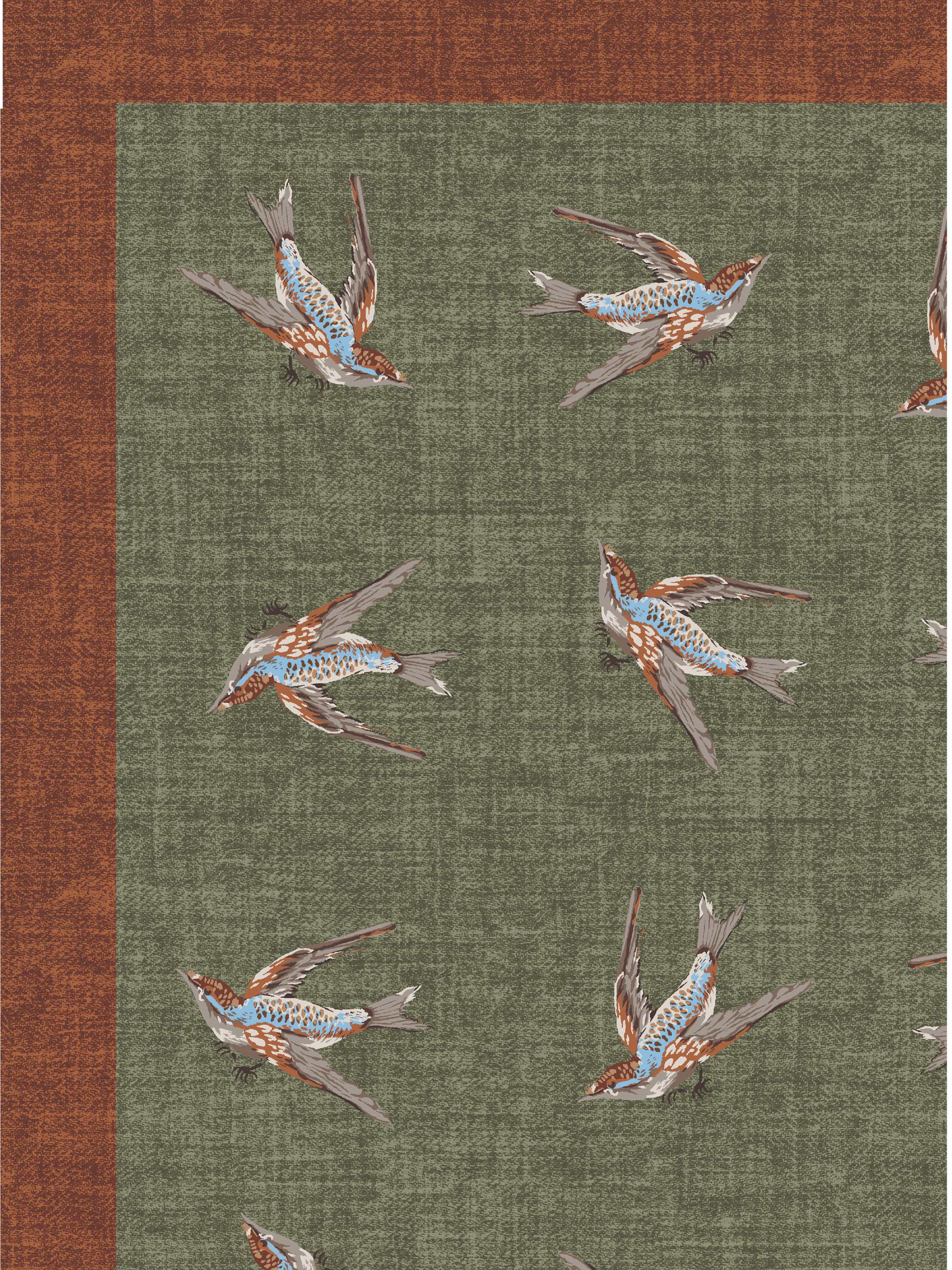 Birds of a Feather Silk Scarf (Green)