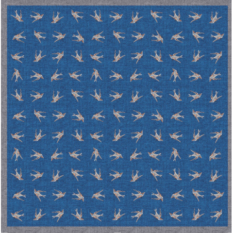Birds of a Feather Silk Scarf (Blue)