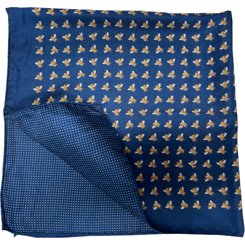 Double-Sided Italian Silk Buzzed Scarf (Blue)