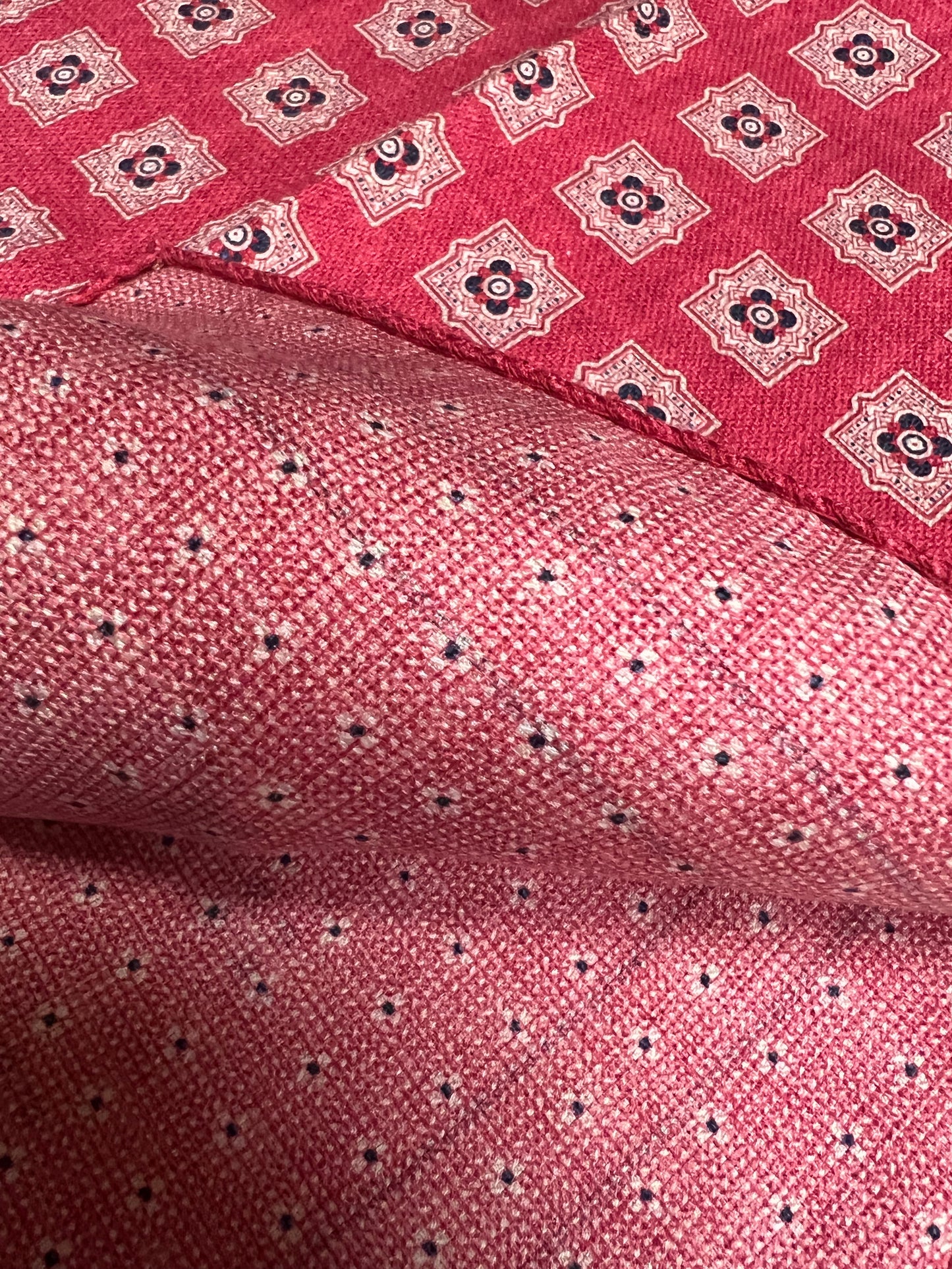 Double-Sided Italian Silk Bloom Scarf (Coral)
