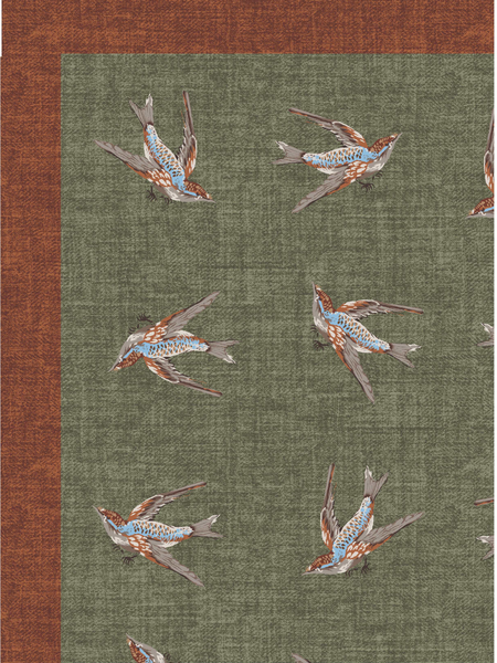Birds of a Feather Silk Scarf (Green)