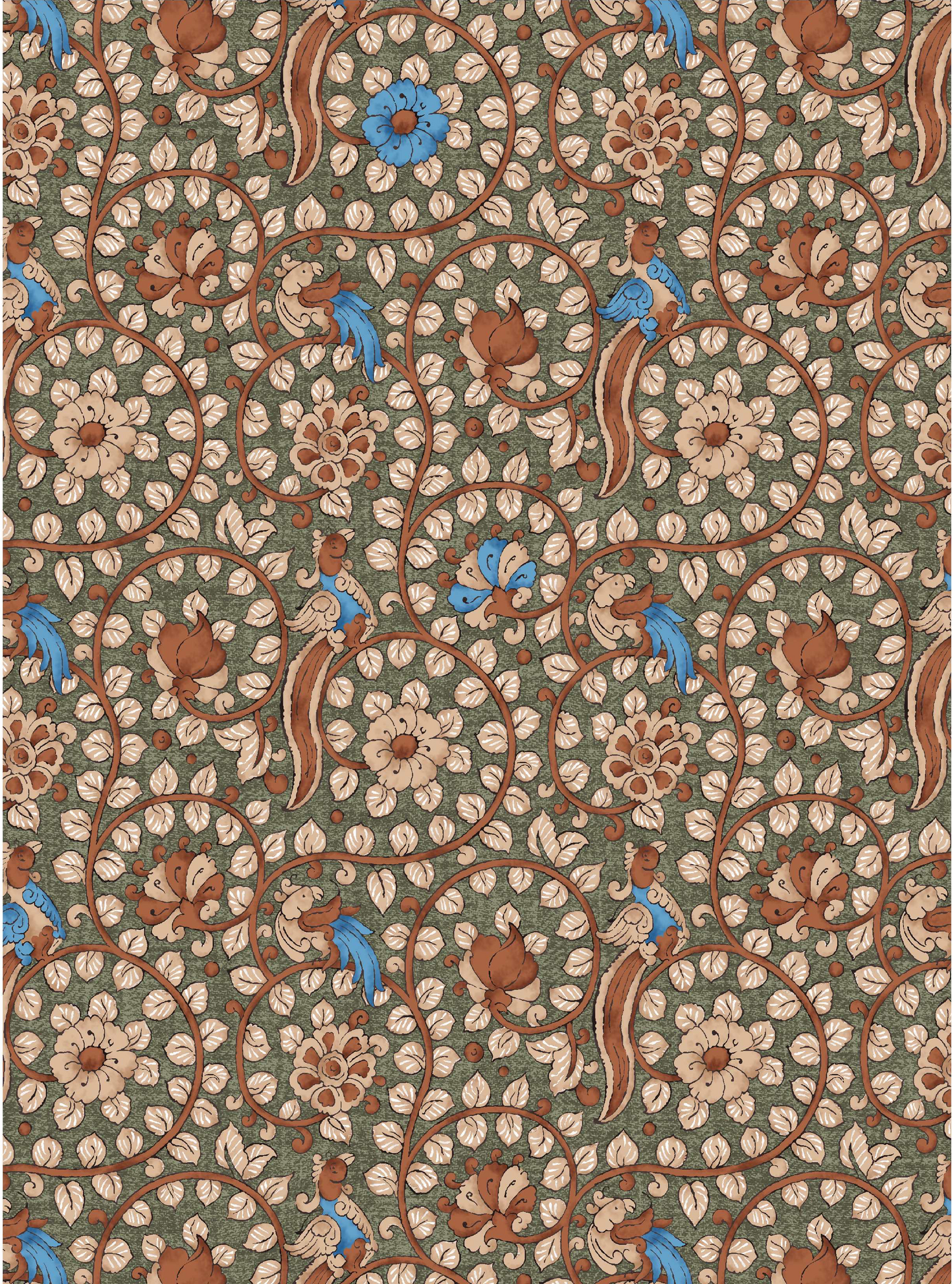 Birds of a Feather Silk Scarf (Green)