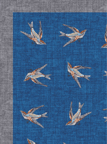Birds of a Feather Silk Scarf (Blue)