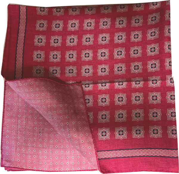 Double-Sided Italian Silk Bloom Scarf (Coral)